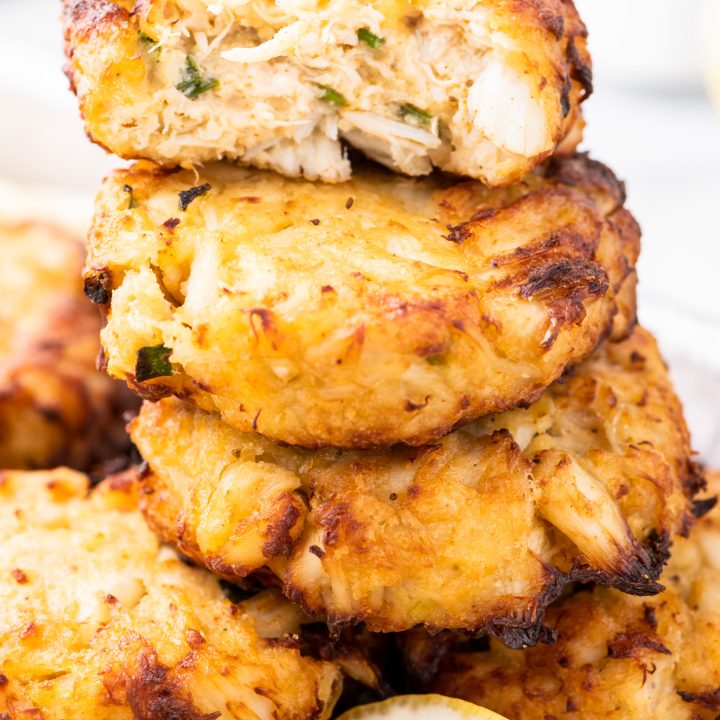 crab cakes in a stack