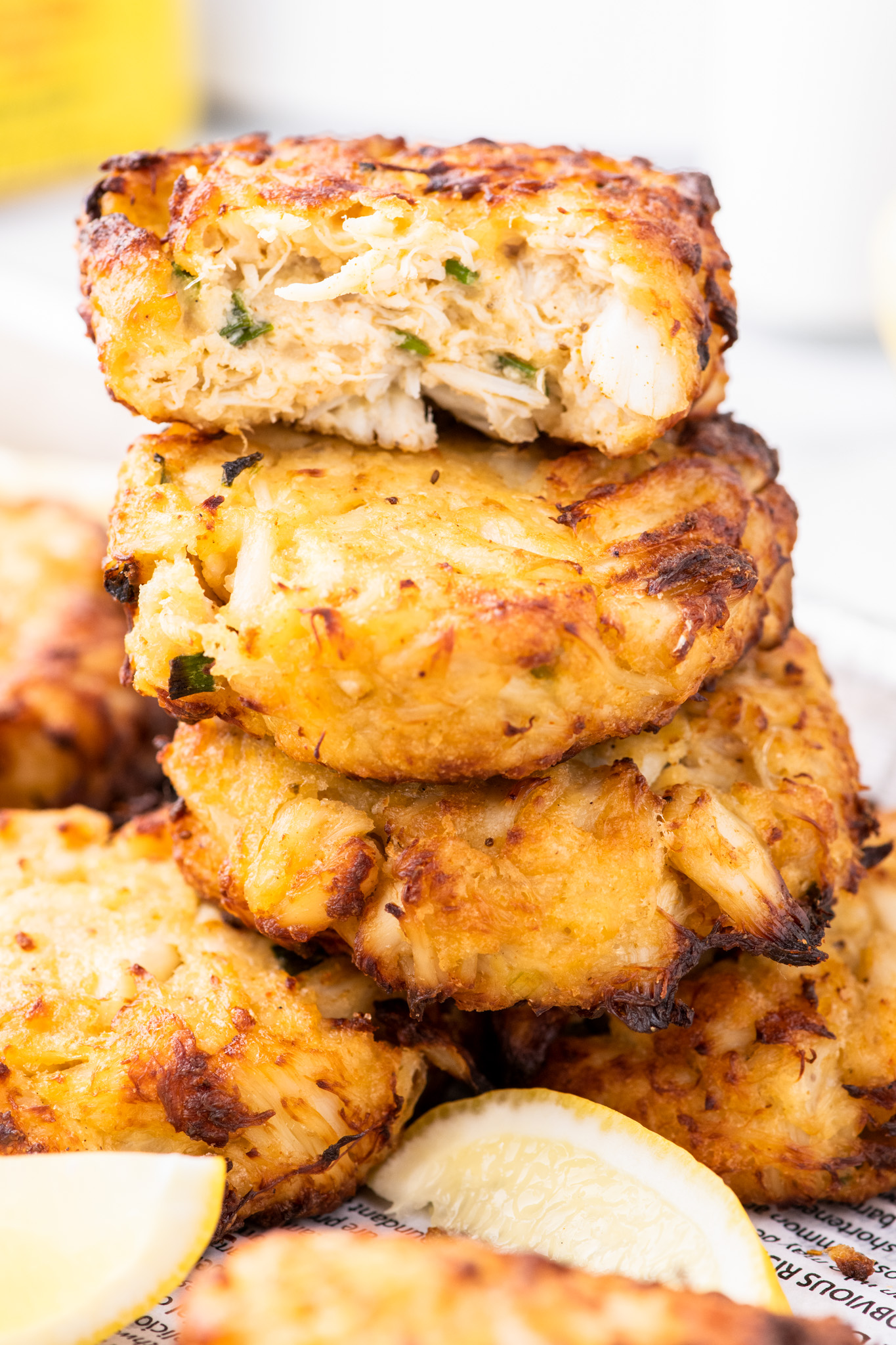 crab cakes in a stack