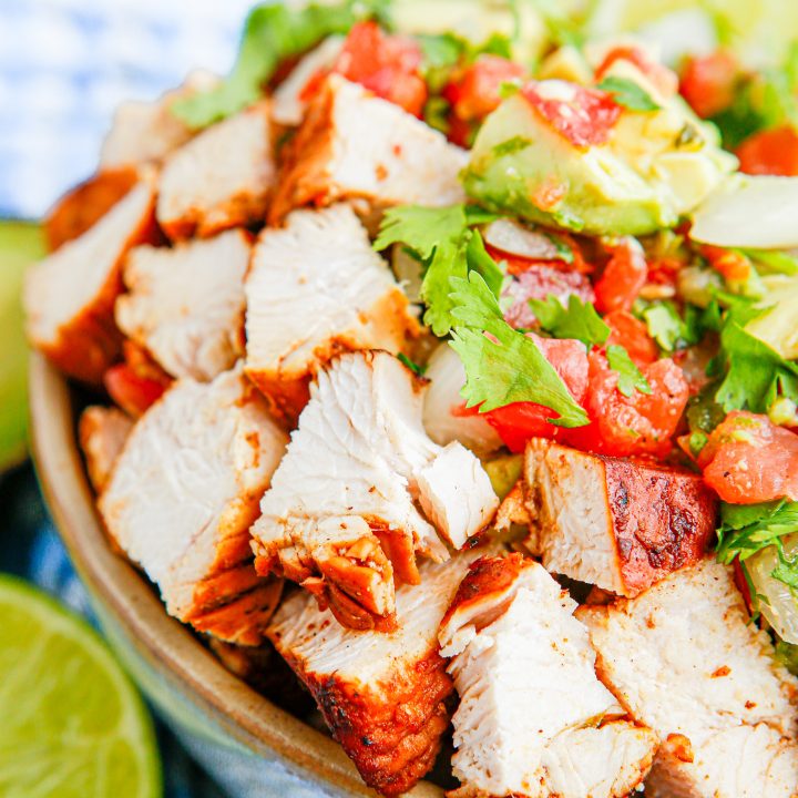 chopped chicken in bowl