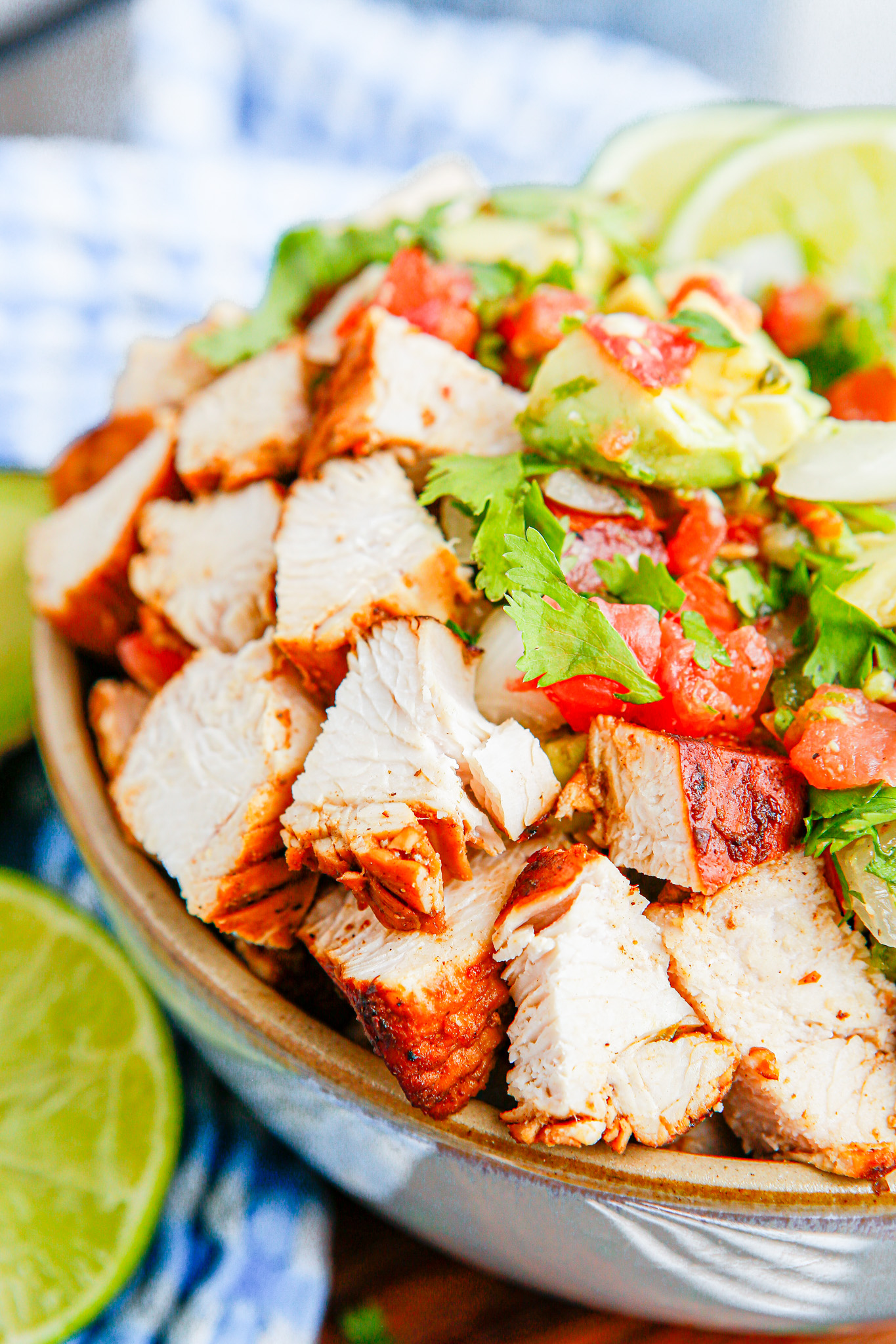 chopped chicken in bowl