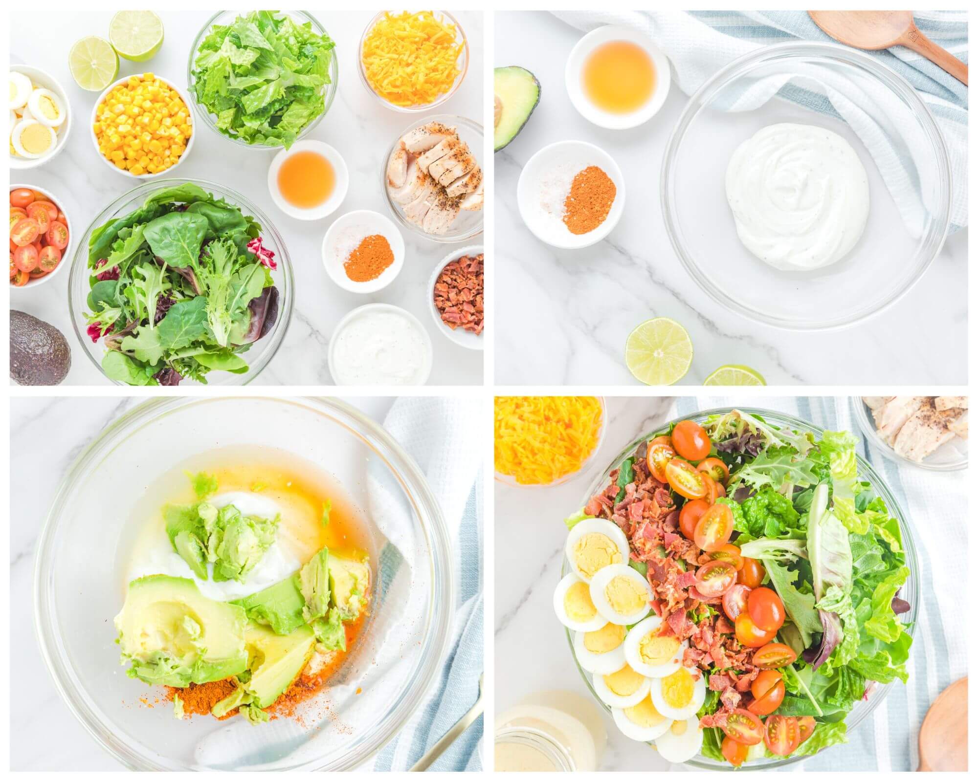Cobb salad process photo collage