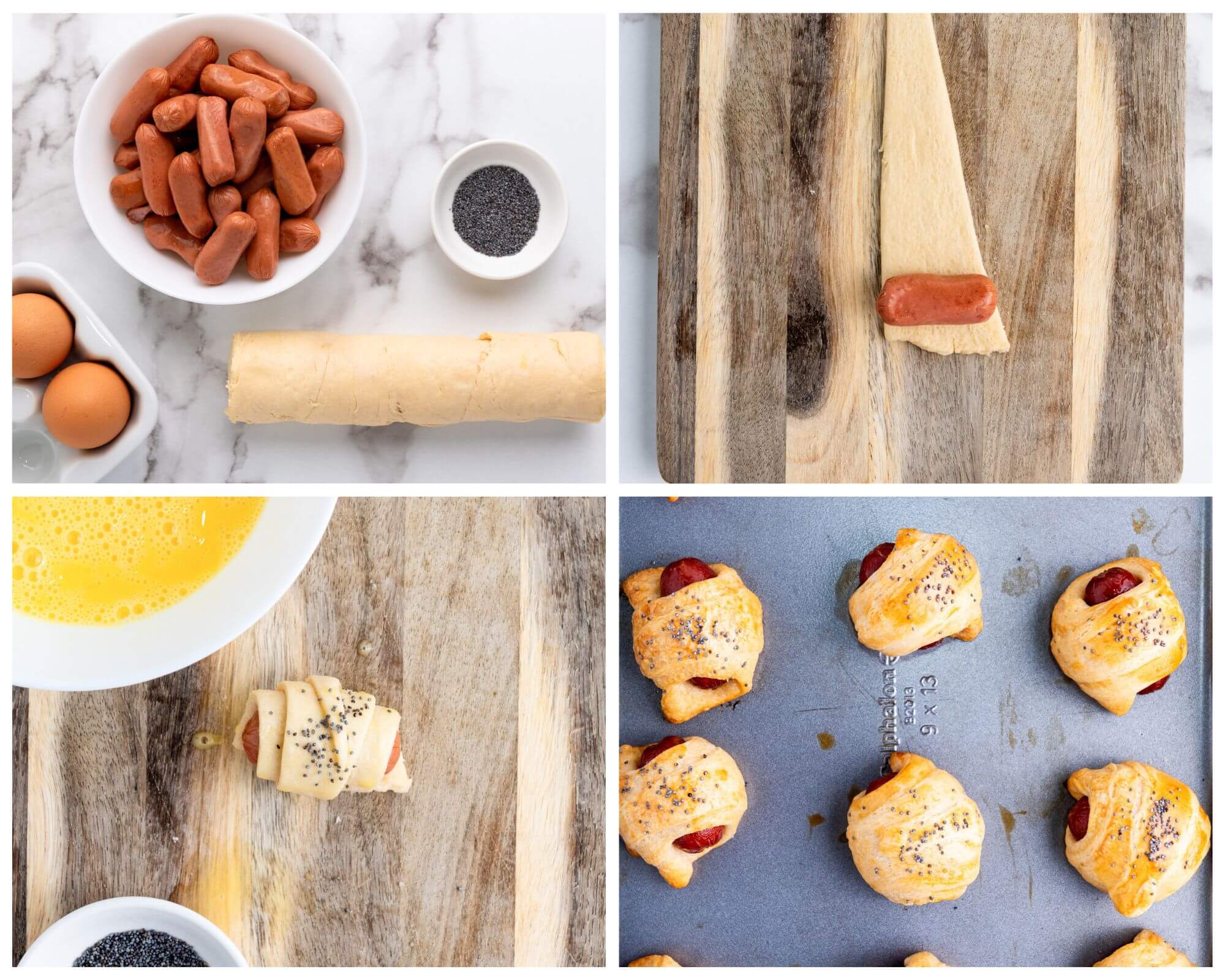 lil smokies in a blanket process photo collage