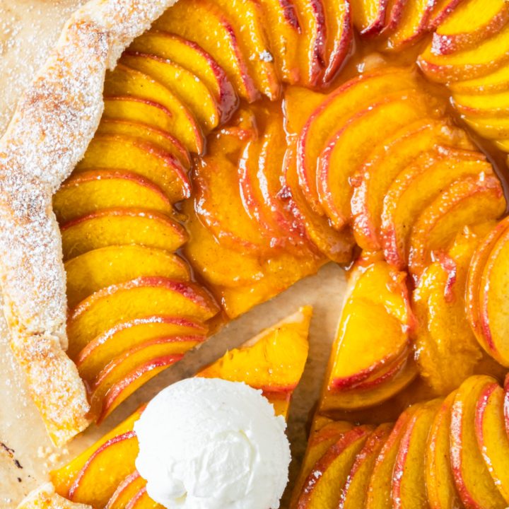 prepared galette with one slice cut