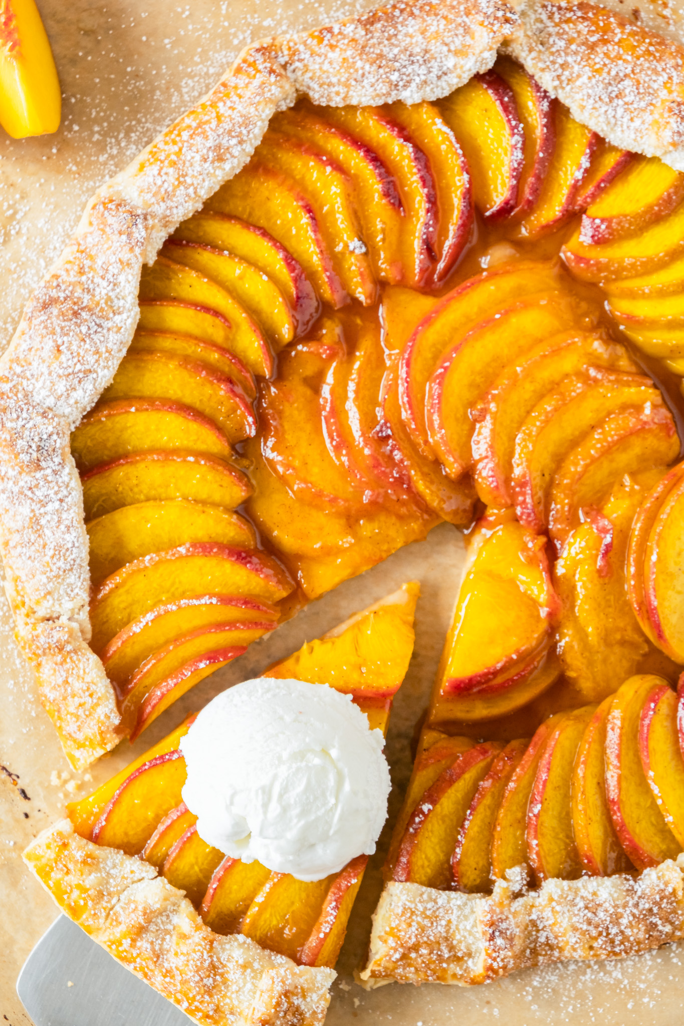 prepared galette with one slice cut