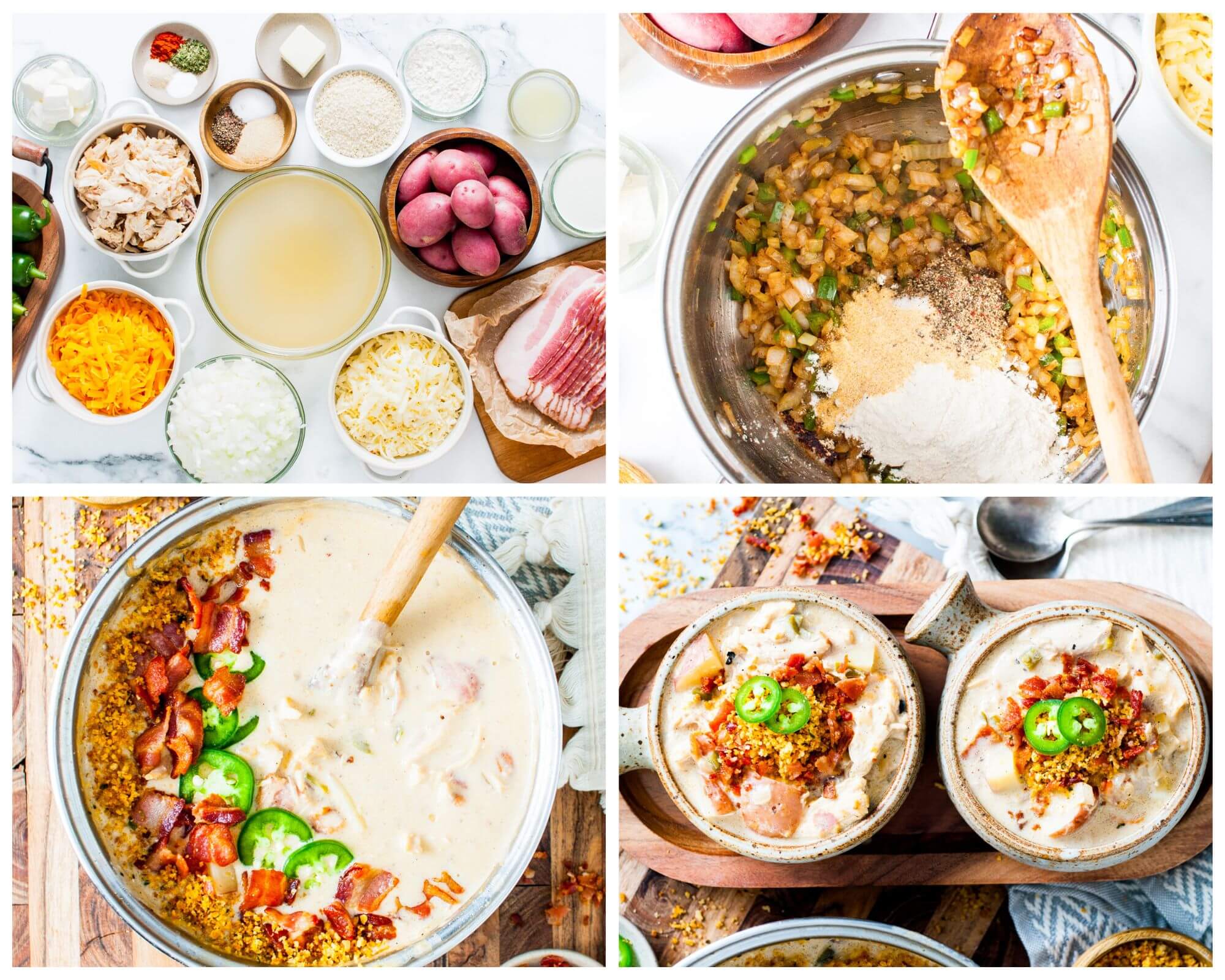 jalapeno popper soup process photo collage