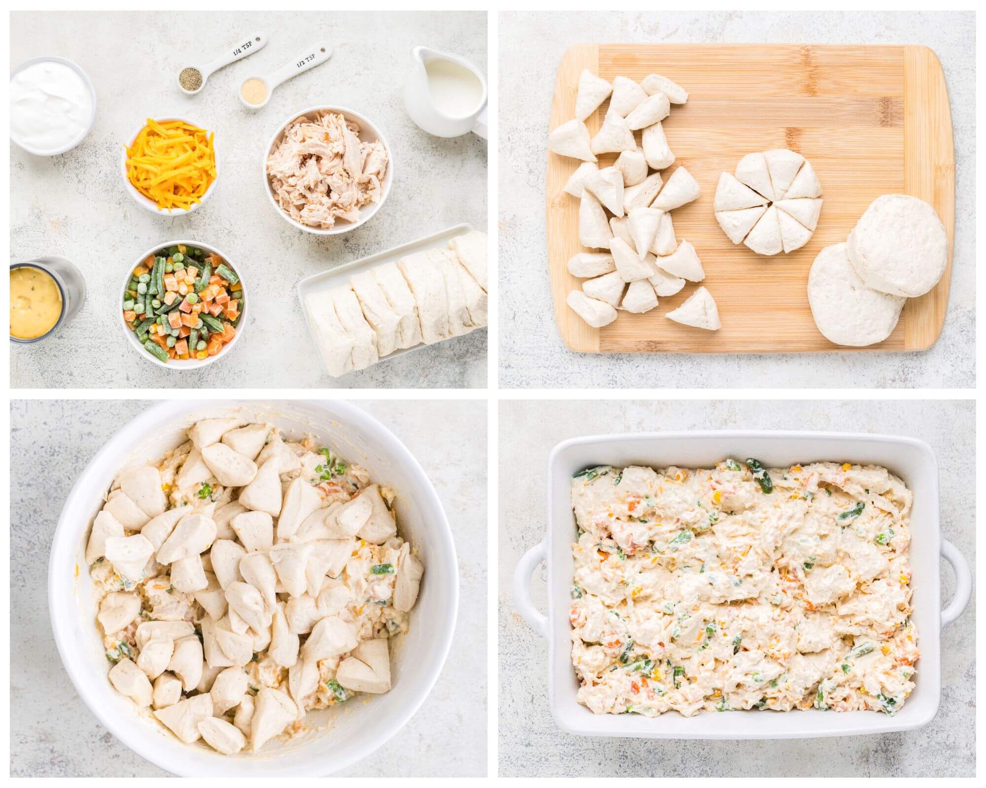 pot pie casserole process photo collage