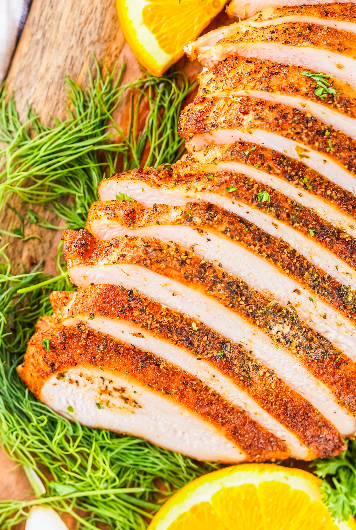 sliced turkey on board