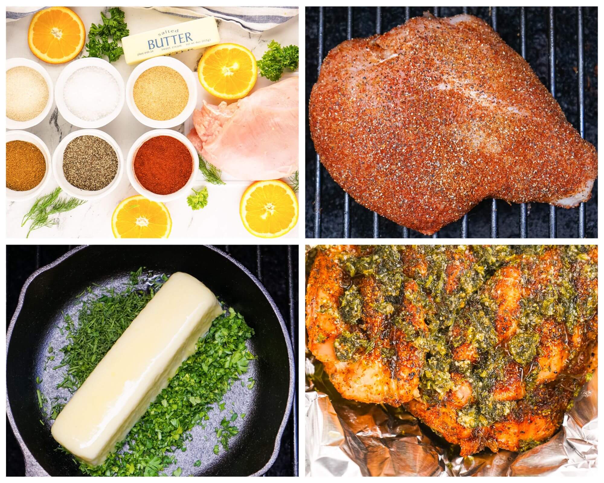 smoked turkey process photo collage