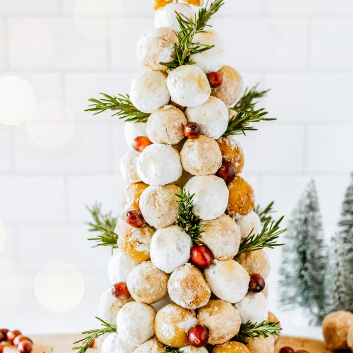 prepared donut hole tree on display