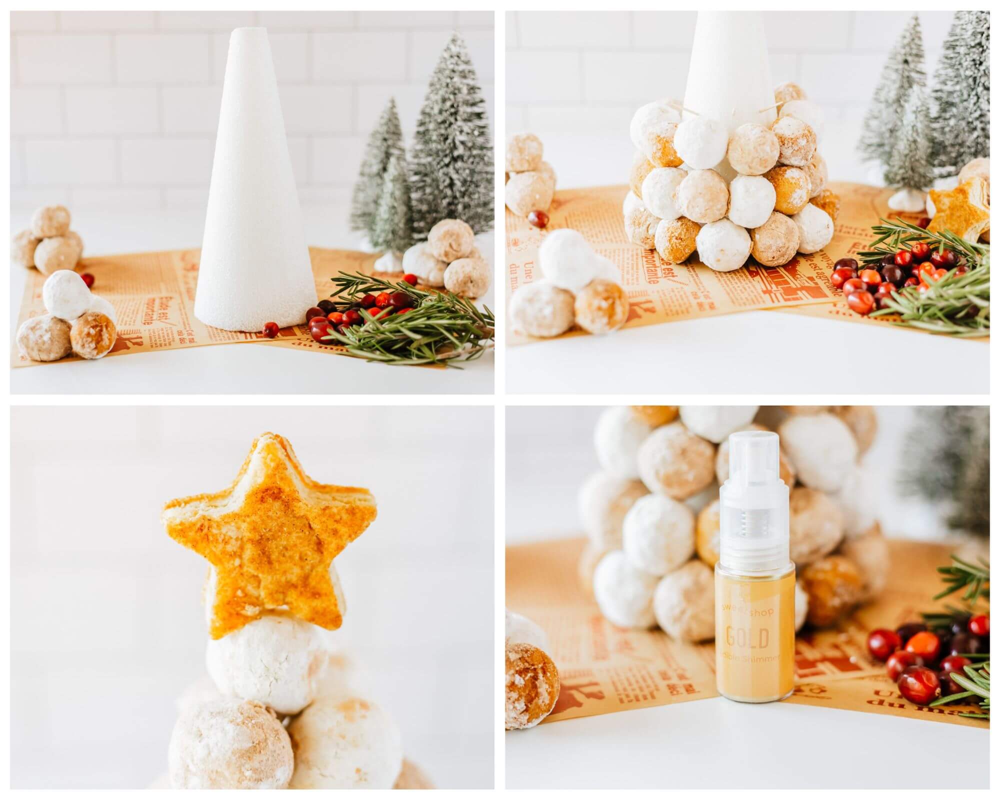 donut hole tree process photo collage