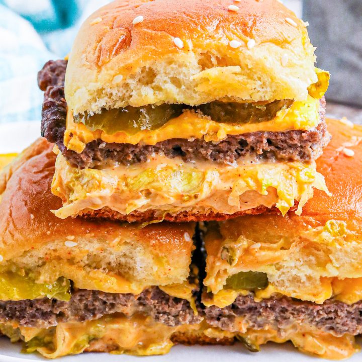 sliders stacked on plate