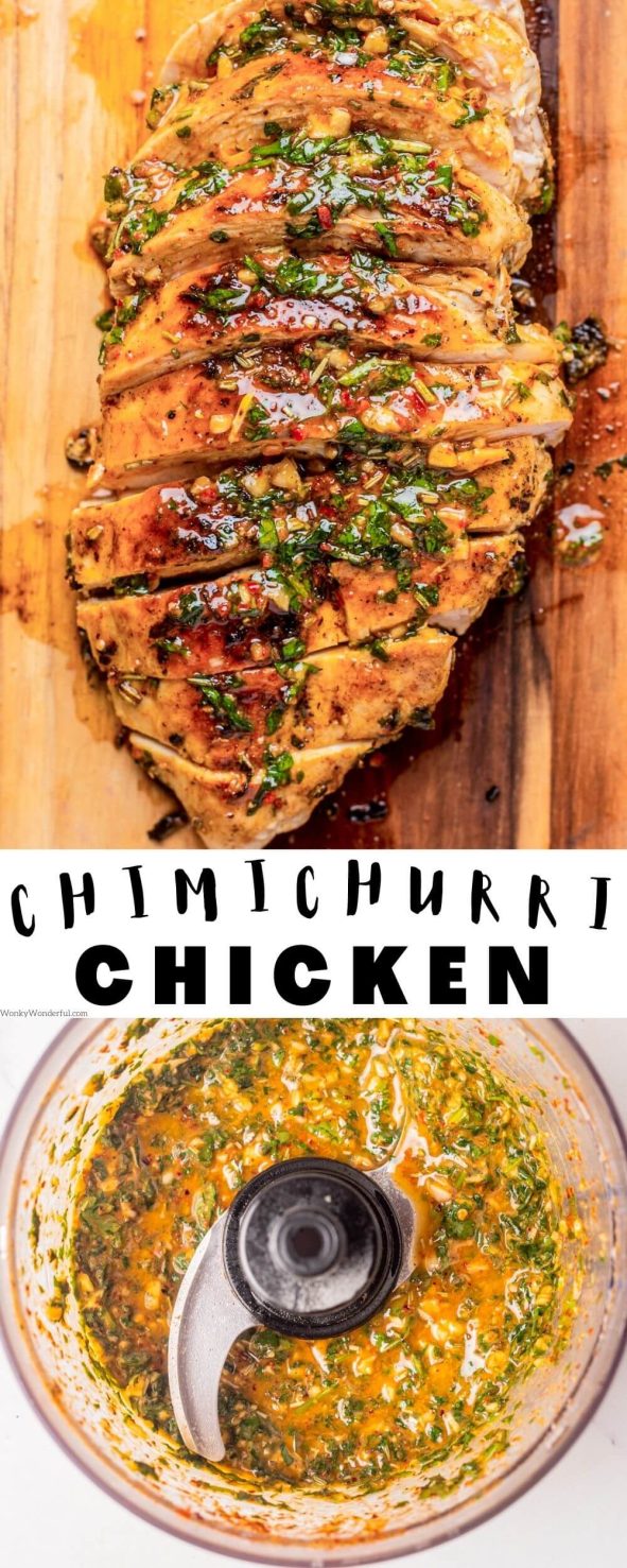 CHIMICHURRI CHICKEN is a super flavorful chicken that tastes fantastic. Serve on a salad, over rice, with pasta or vegetables for a nutritious dinner. chimichurri chicken pinnacle image