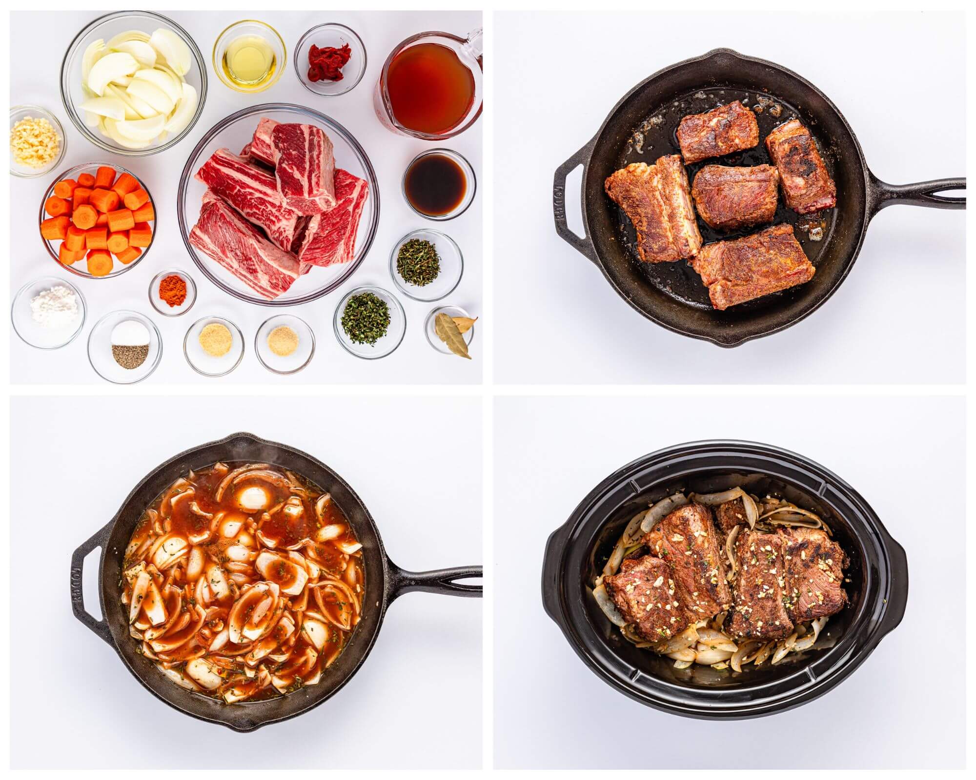 crockpot short ribs process collage