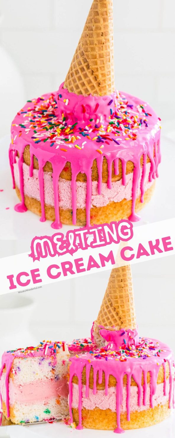 melting ice cream cake pinnable image