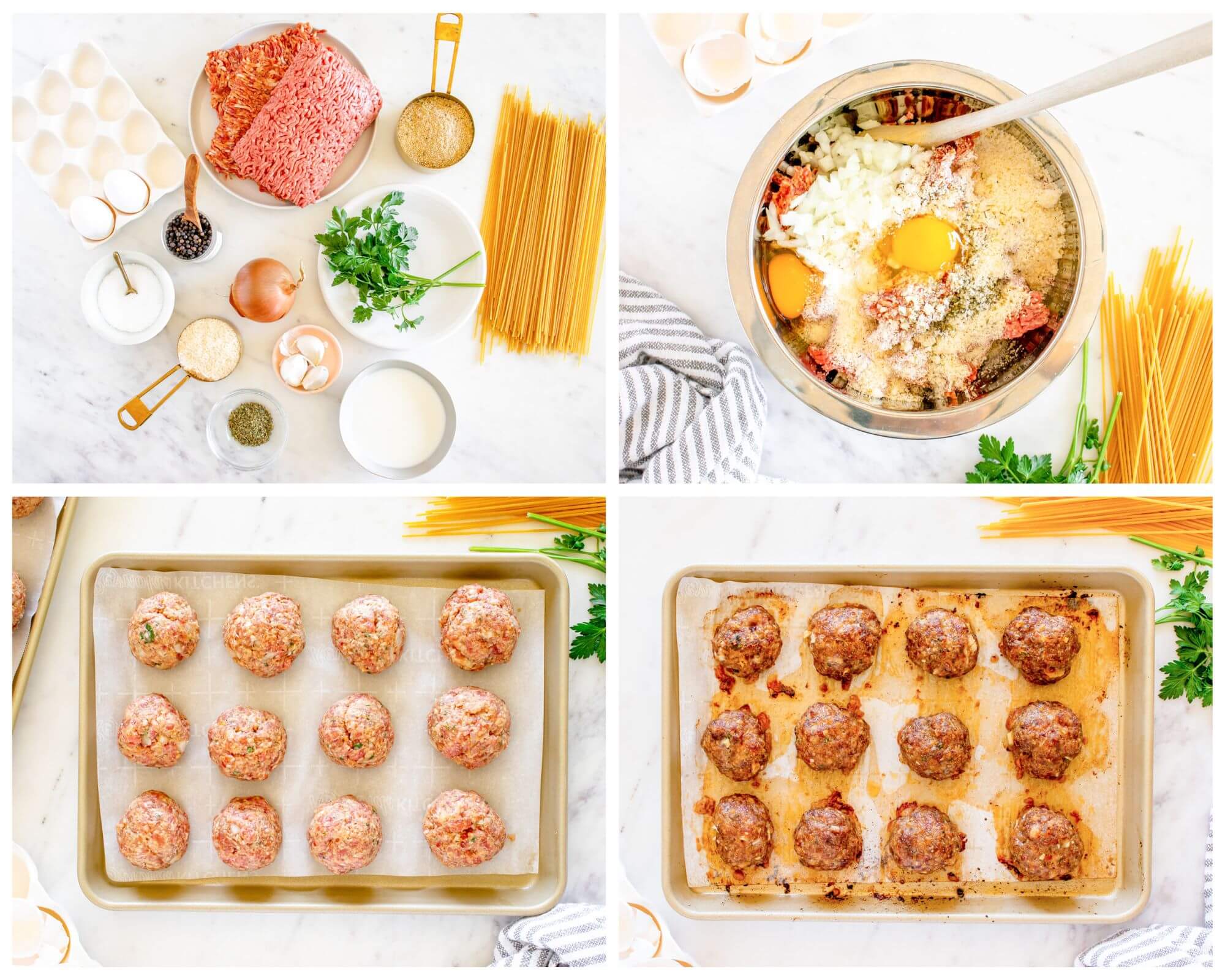 baked meatballs photo collage