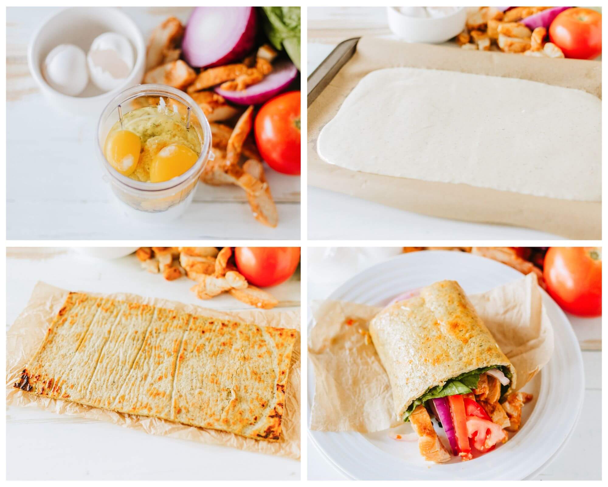 protein flat bread process photo collage