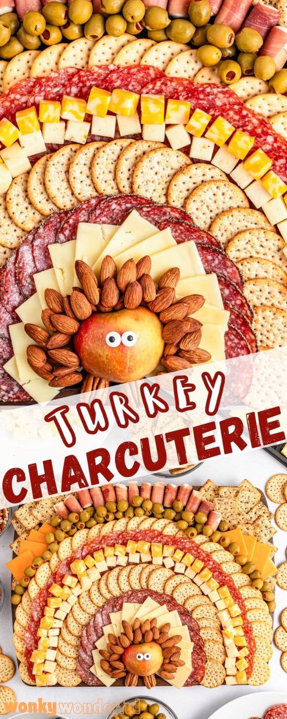 turkey charcuterie board pinnable image