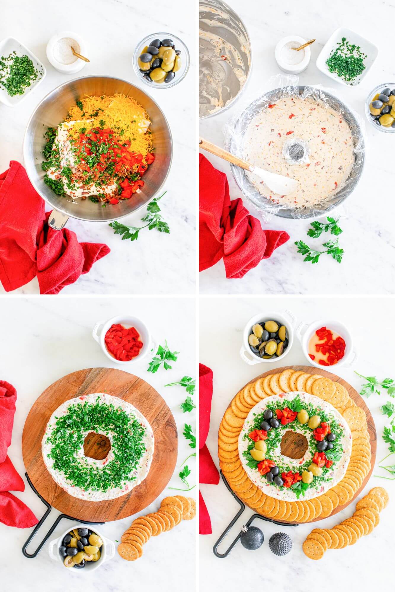 wreath cheese ball process photos