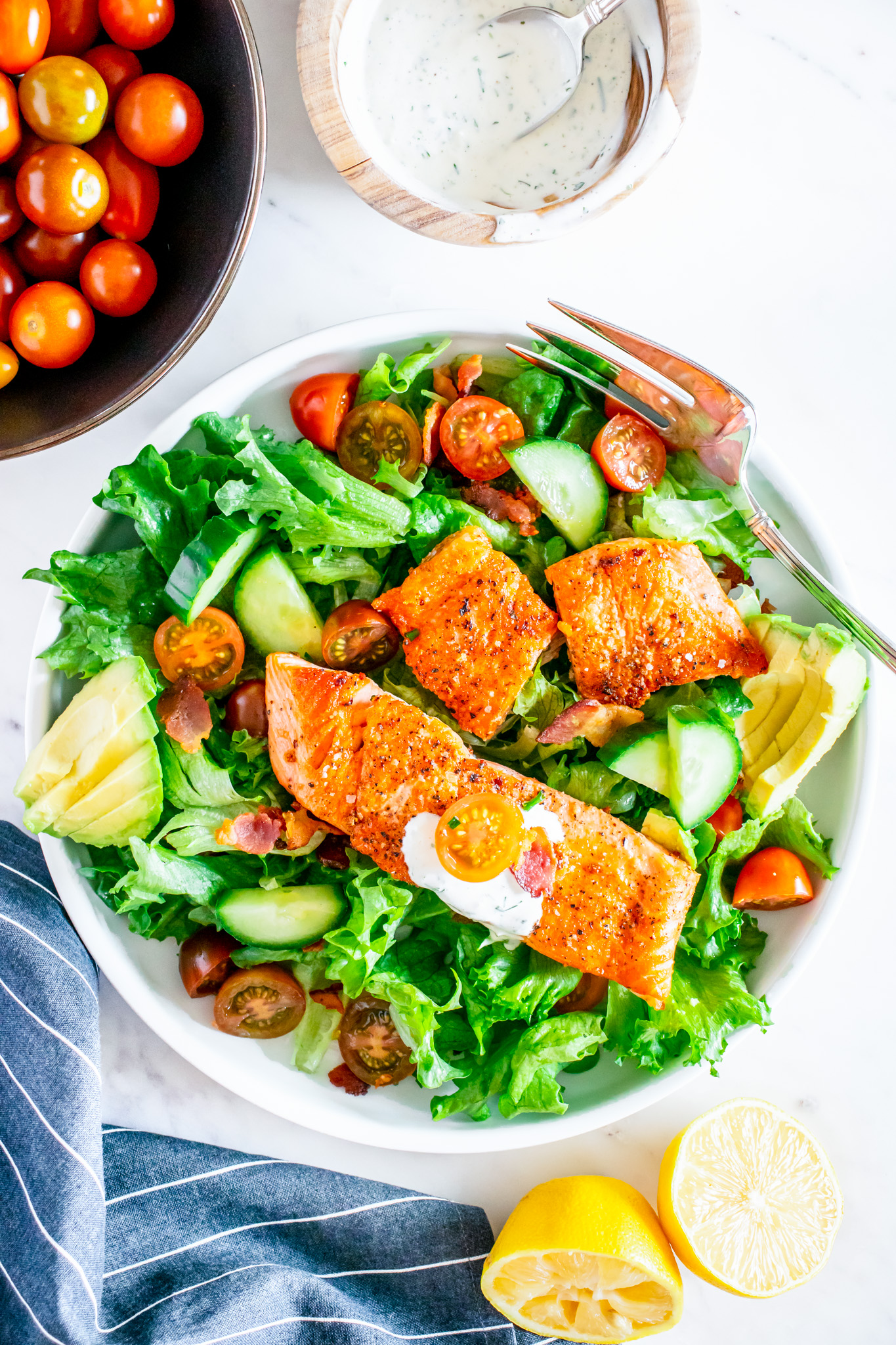 prepared salad in white bowl