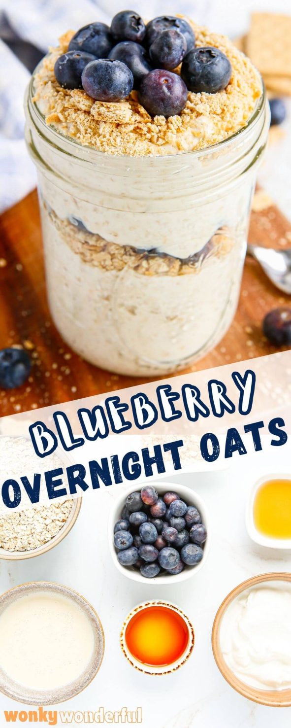blueberry overnight oats pinnable image