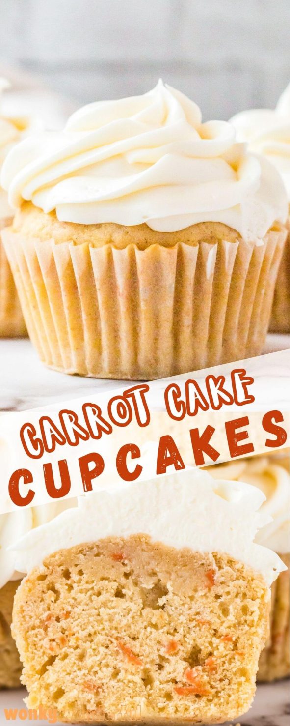 carrot cake cupcakes pinnable image
