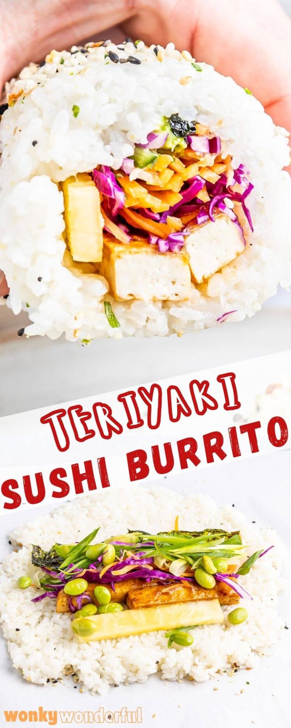 vegan sushi burrito pinnable image