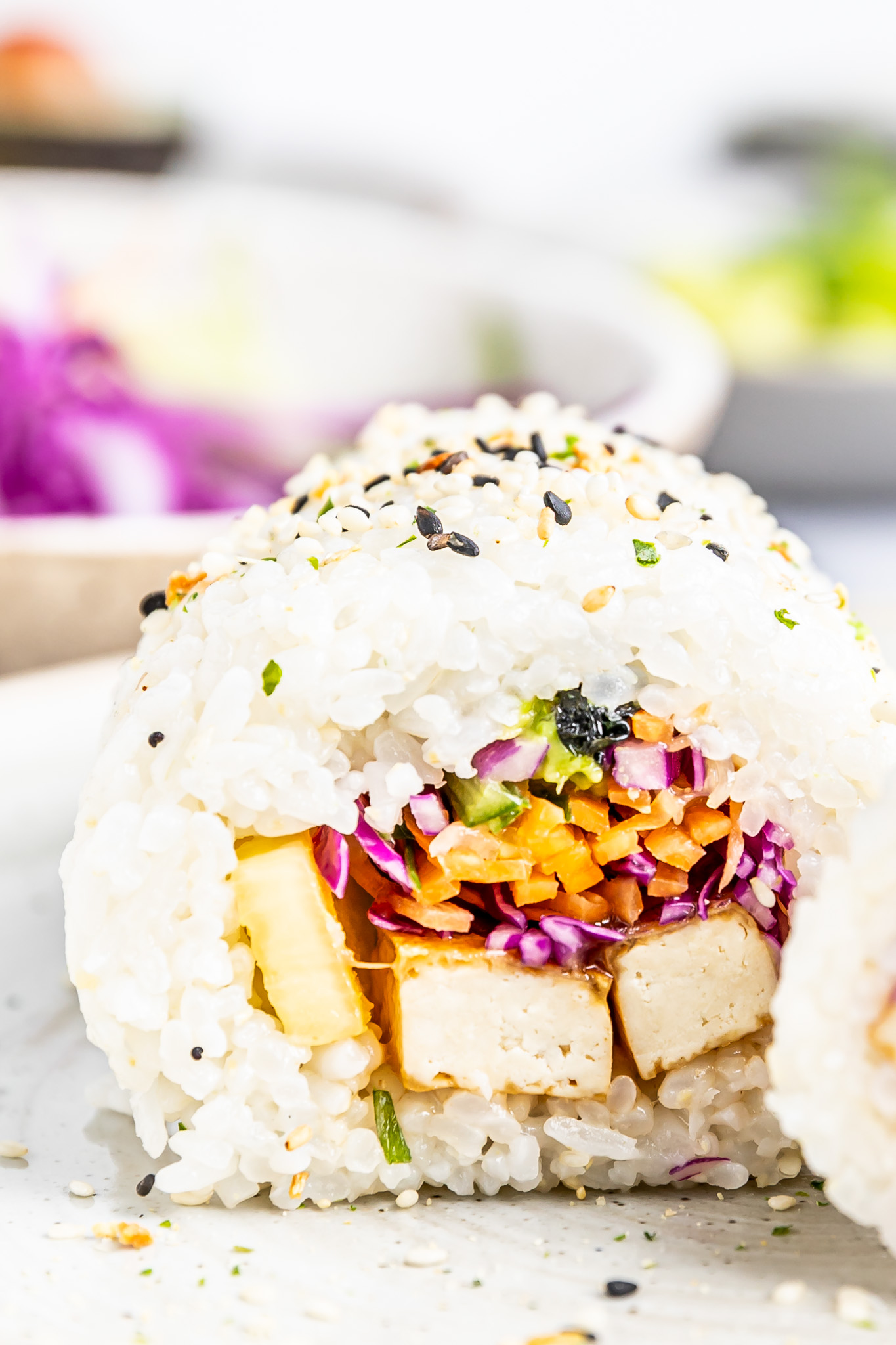 prepared sushi rice roll sliced