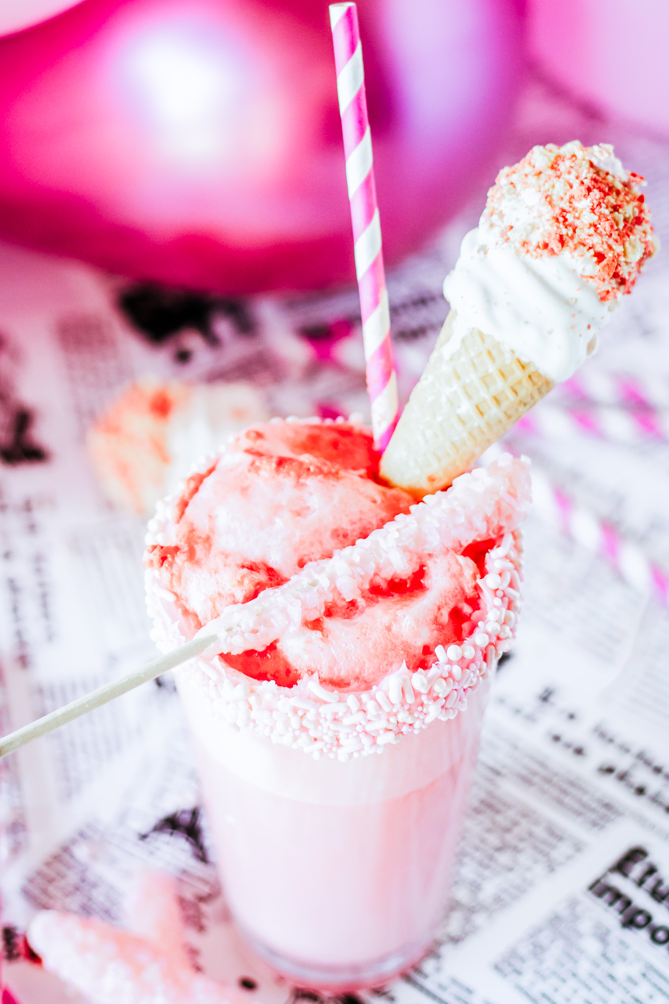 prepared pink soda float