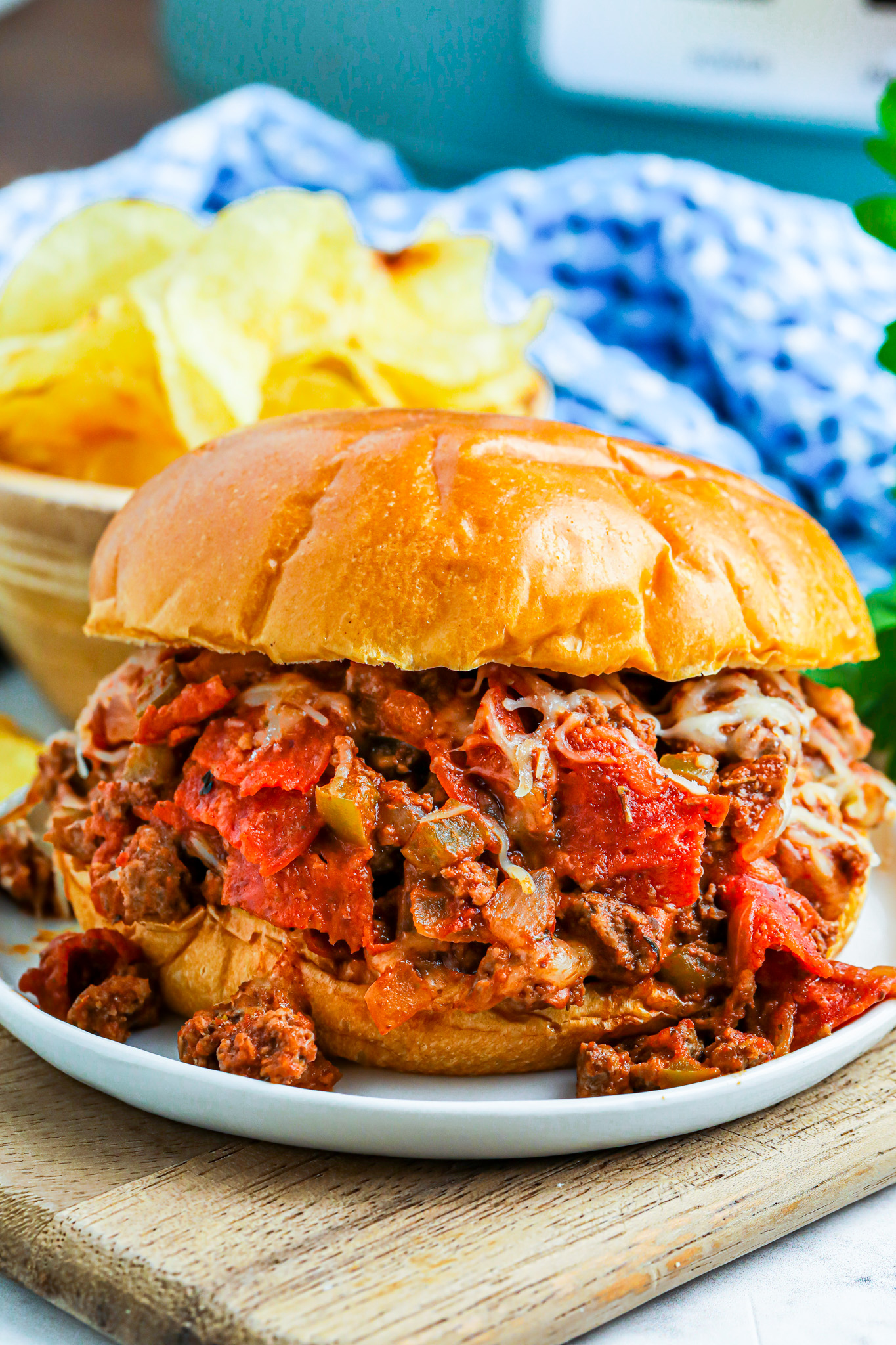 prepared sloppy Joe on white plate