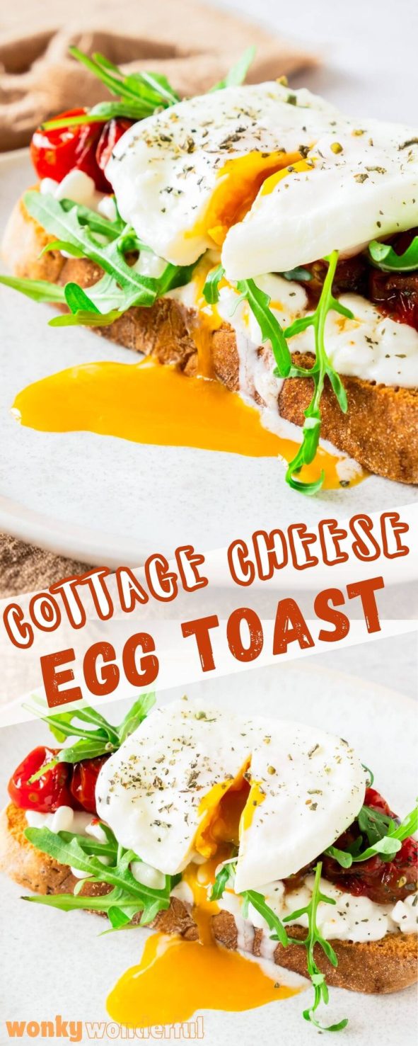 cottage cheese toast pinnable image