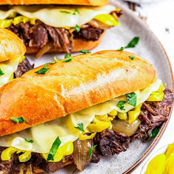 prepared sandwich on white plate