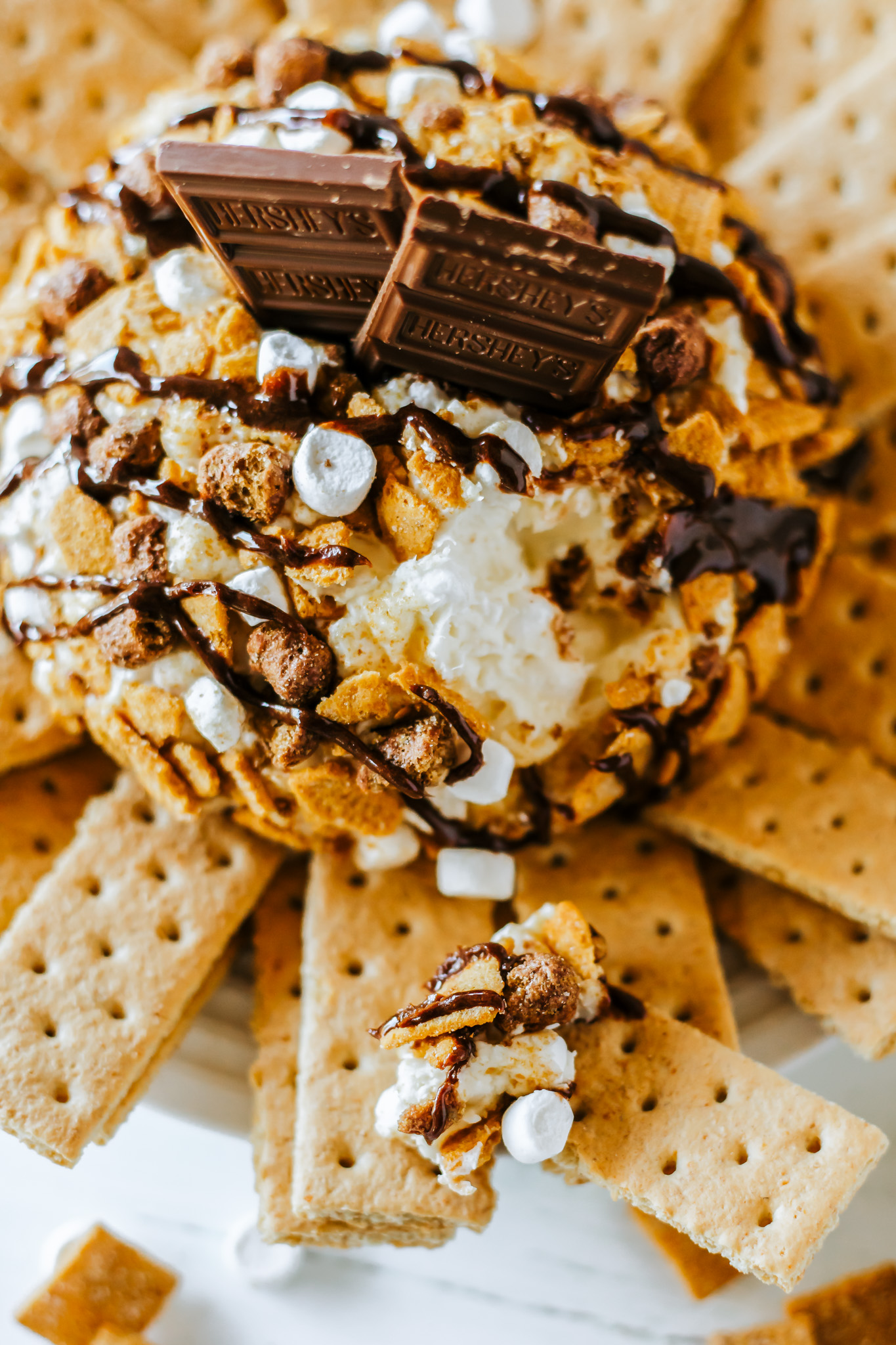 prepared cheese ball served with graham crackers