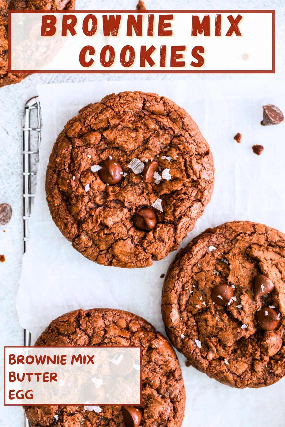 BROWNIE COOKIES are proof that delicious doesn’t have to mean difficult. The gooey richness of brownies and the crisp edges of cookies made with just 3 ingredients. brownie cookies pinnable image