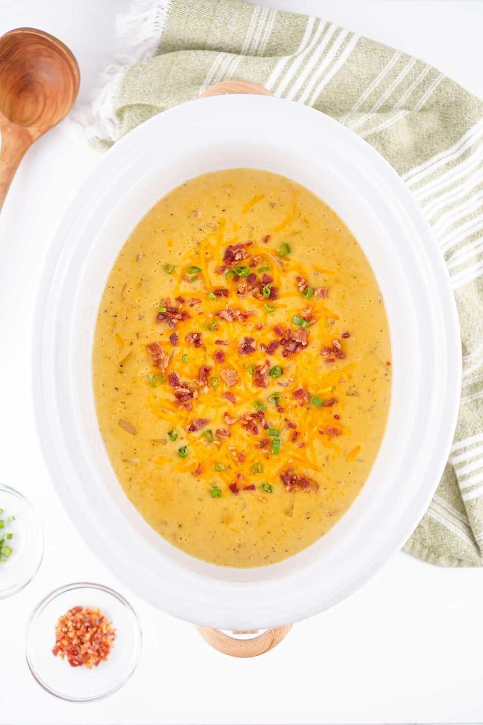 soup in white crockpot