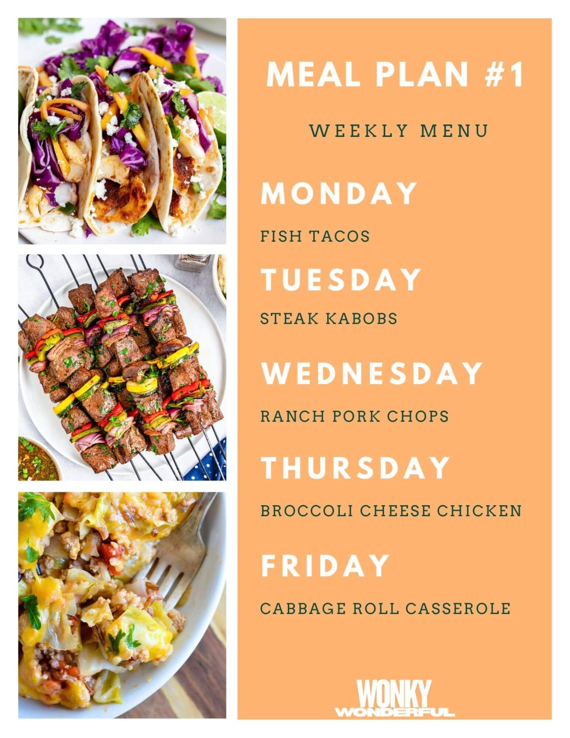 meal plan menu with images